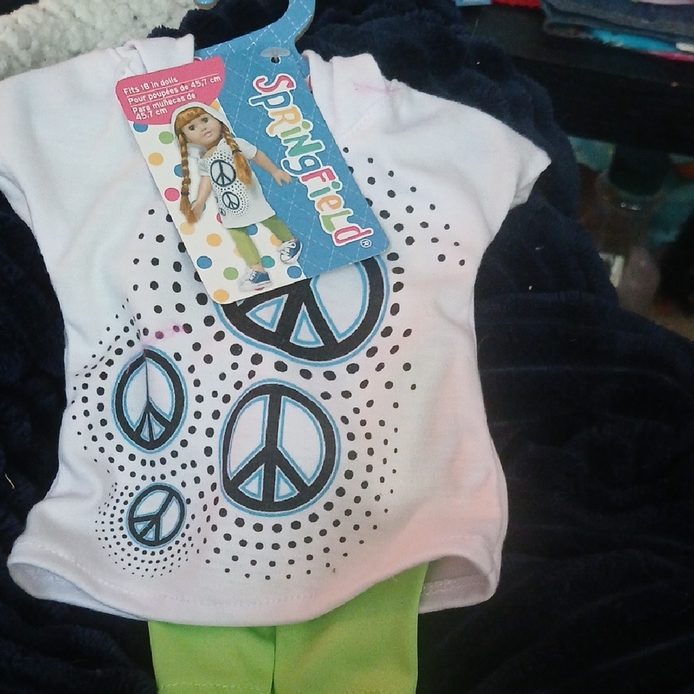 Peace Sign Doll Outfit - White and Blue